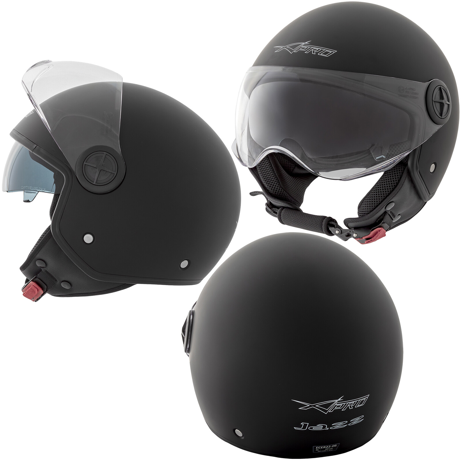 Jet Helmet Scratchproof Motorcycle Open Sun Visor ECE 22-06 Matt Black XL