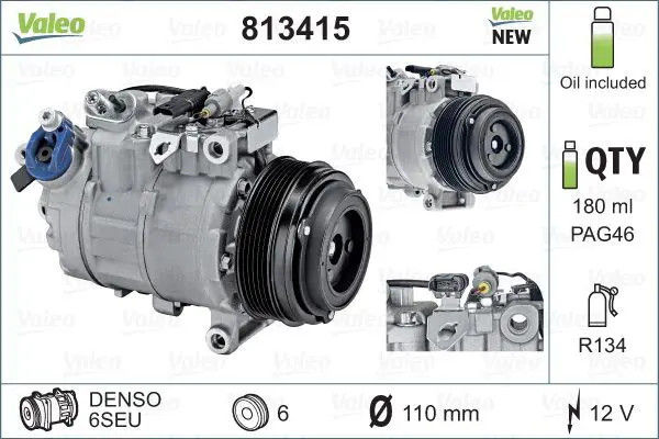 Compressore climatizzazione R 134a 813415 VALEO per BMW 1 Cabriolet 3 Touring 3