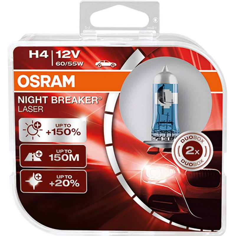 Osram Night Breaker Laser H4 64193NL-HCB next generation, +150% lampada da proie