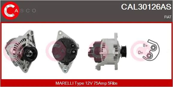 Alternatore con puleggia cinghia Poly-V CAL30126AS CASCO per FIAT DUCATO Autobus