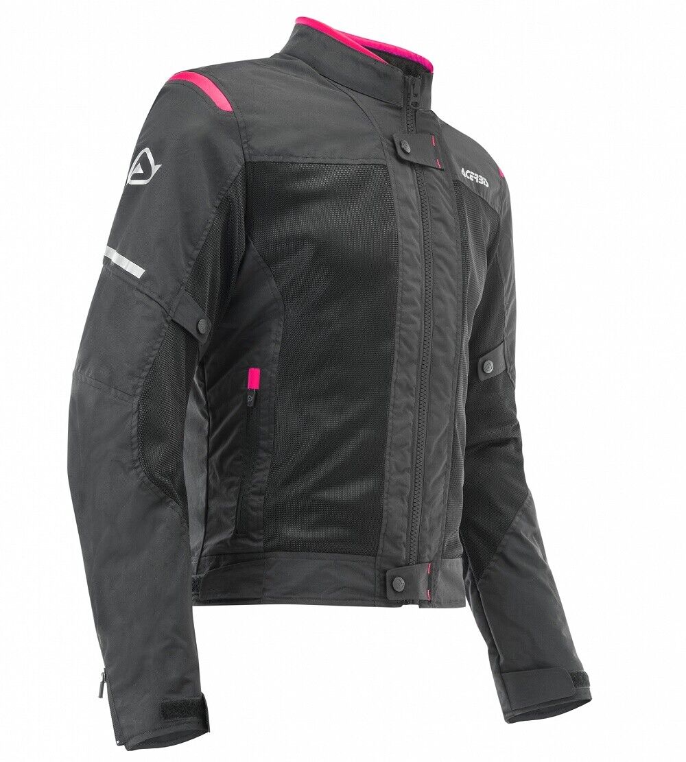 GIACCA MOTO DONNA ACERBIS ESTIVA RAMSEY VENTED 2.0 LADY NERO ROSA PINK TG XS