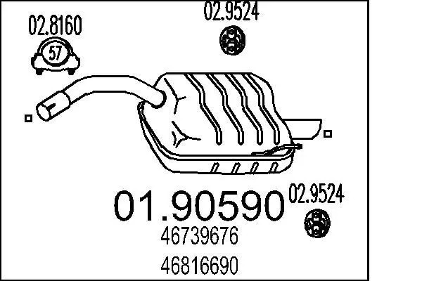 Silenziatore terminale 01.90590 MTS per ALFA ROMEO 147