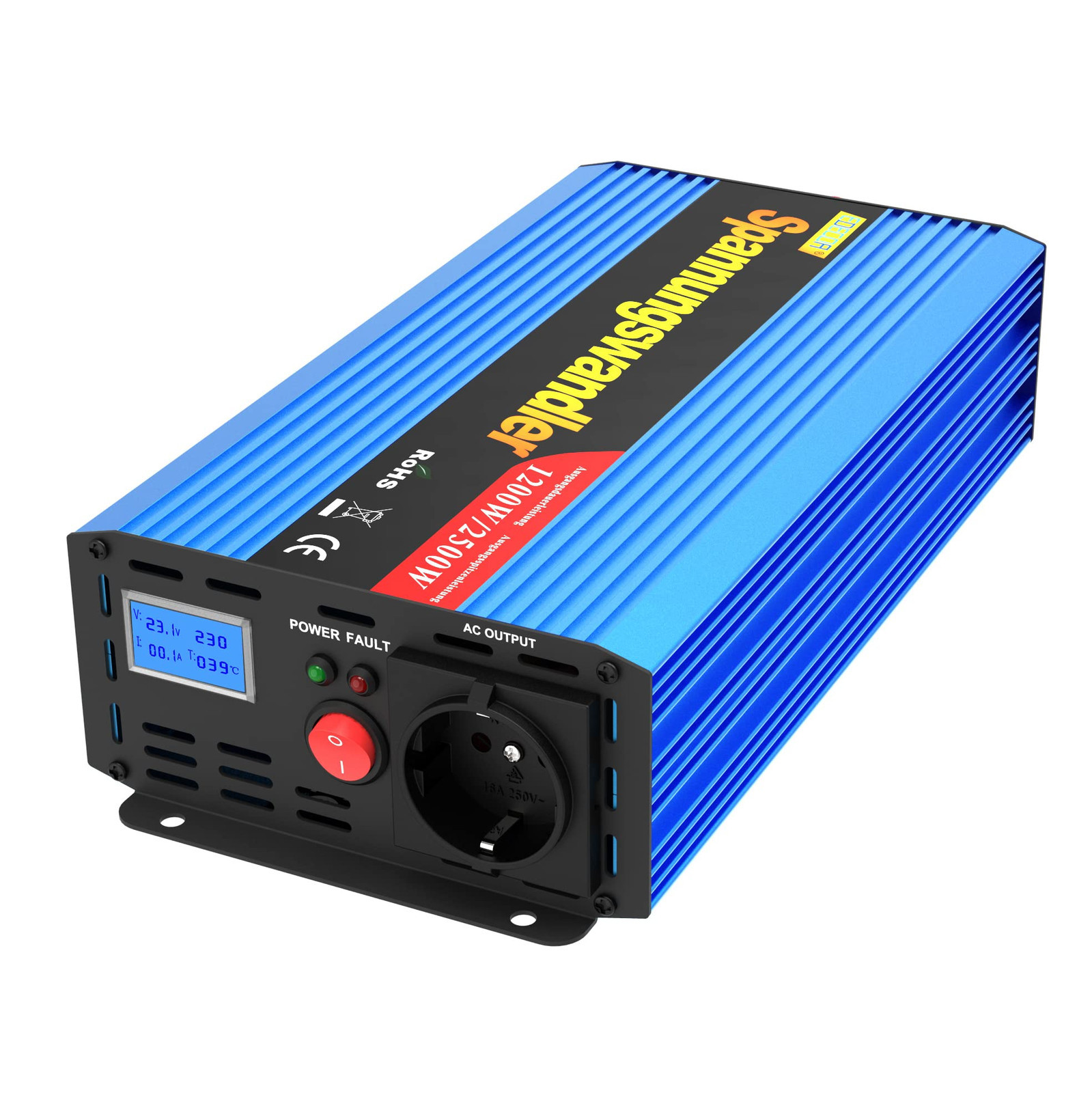 EDECOA Inverter di Potenza 24v 220v Power inverter 1200w onda sinusoidale (S9w)