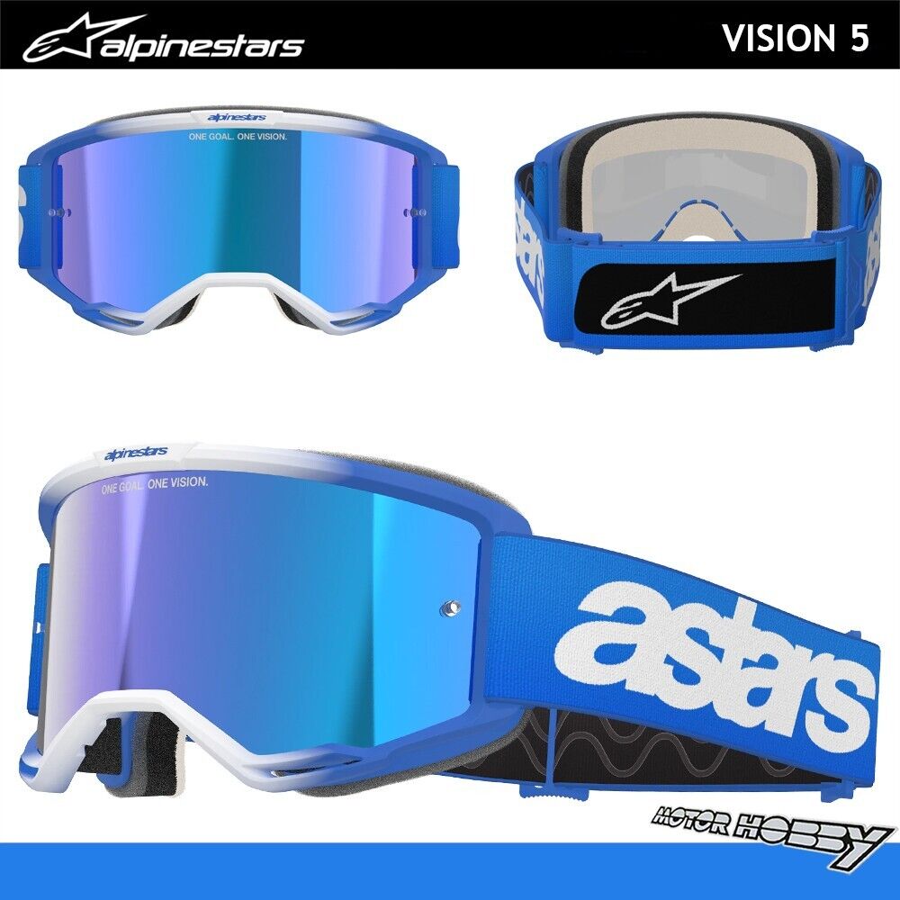 MASCHERA CROSS ENDURO ALPINESTARS VISION 5 BLUE LENTE SPECCHIATA BLU