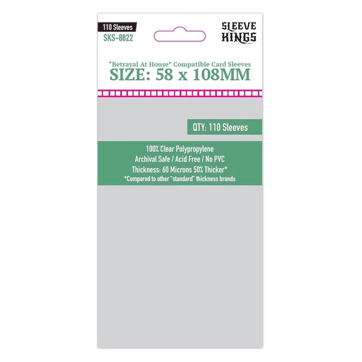 Sleeve Kings Card Sleeves, 110-Piece Pack, 58 mm x108 mm Size, Polypropylene Mat