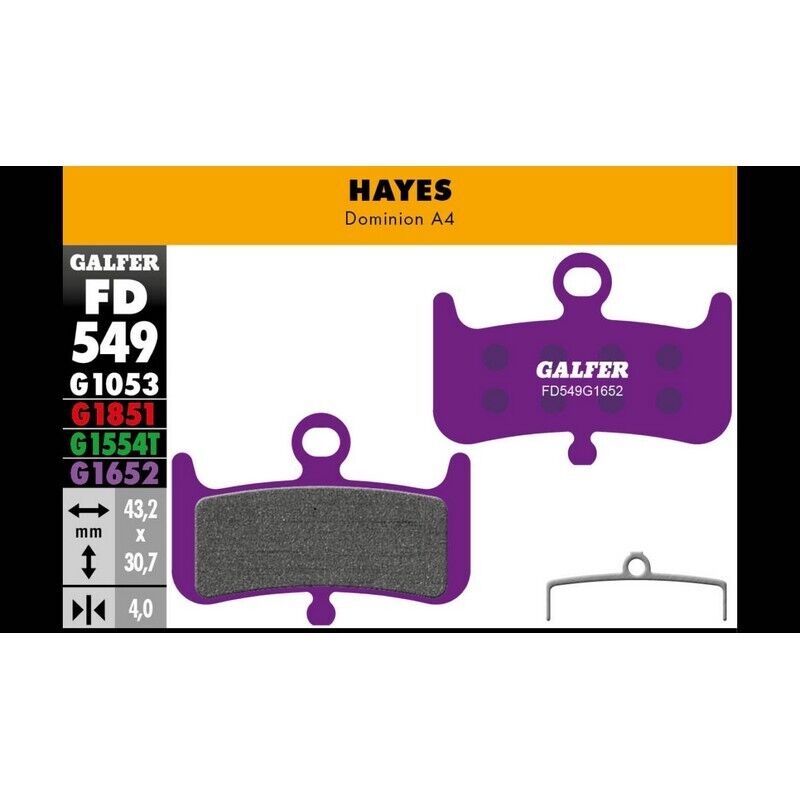 pastiglie mescola viola e-bike per freni per hayes dominion a4 FD549G1652 GALFER