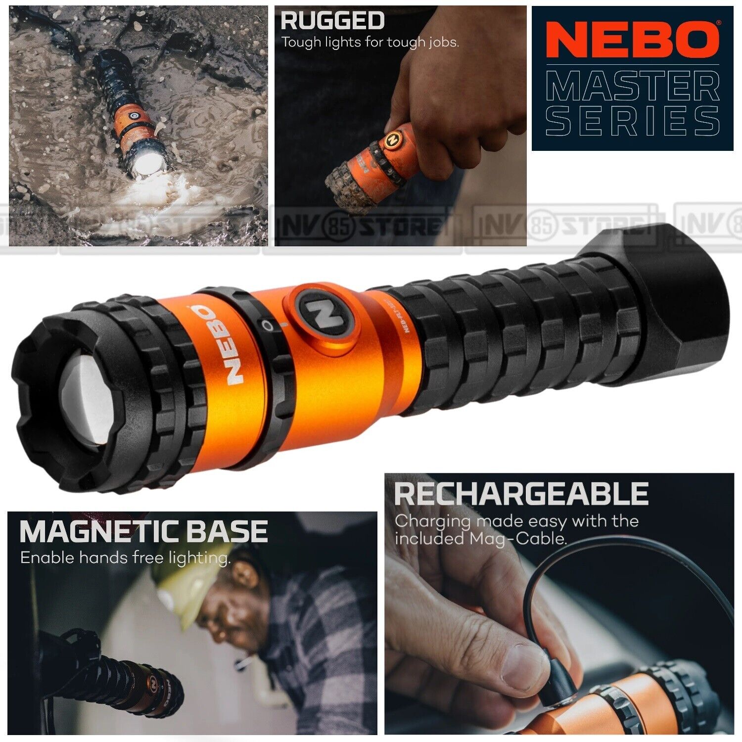Torcia da Lavoro NEBO MASTER SERIES FL3000 Lumens ZOOM 3X Tascabile RICARICABILE