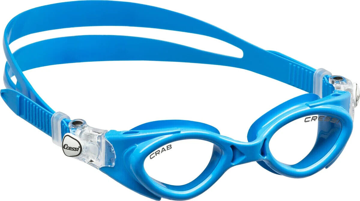 OCCHIALINI CRESSI CRAB SWIM nuoto piscina MASCHERA SNORKELING BLUE 2/7 ANNI