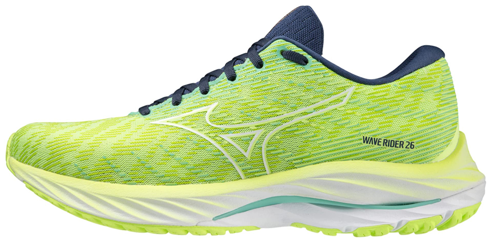Mizuno Wave Rider 26, Sneaker Donna, Neolime White Oceanwave, 37 EU