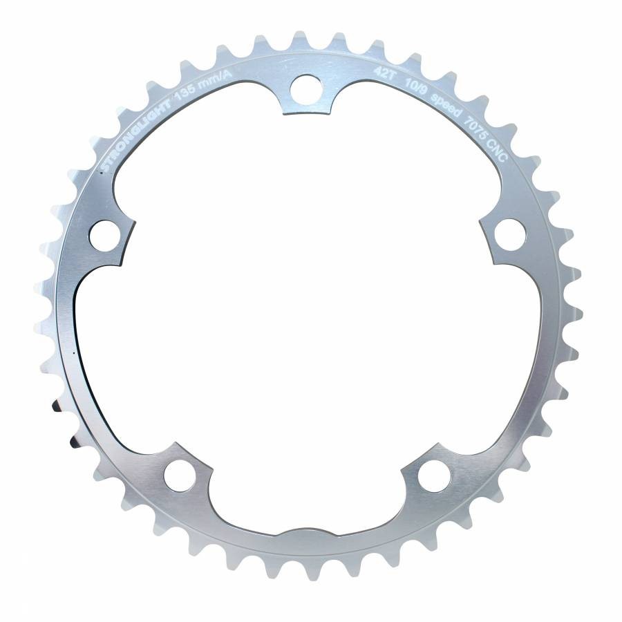 Pacco pista 5 bracci d.135 stronglight 42 denti interno campagnolo argento allum