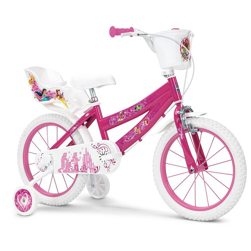 Bici 14 Princess Principesse Disney ufficiale per bambina con rotelle e cestino