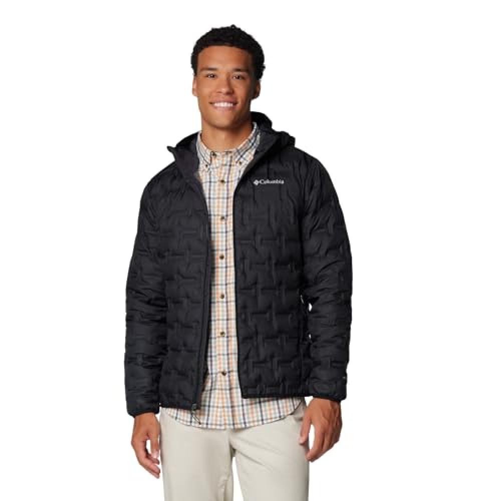 (TG. L) Columbia Delta Ridge Down Hooded Jacket, Piumino Con Cappuccio Uomo, Bla