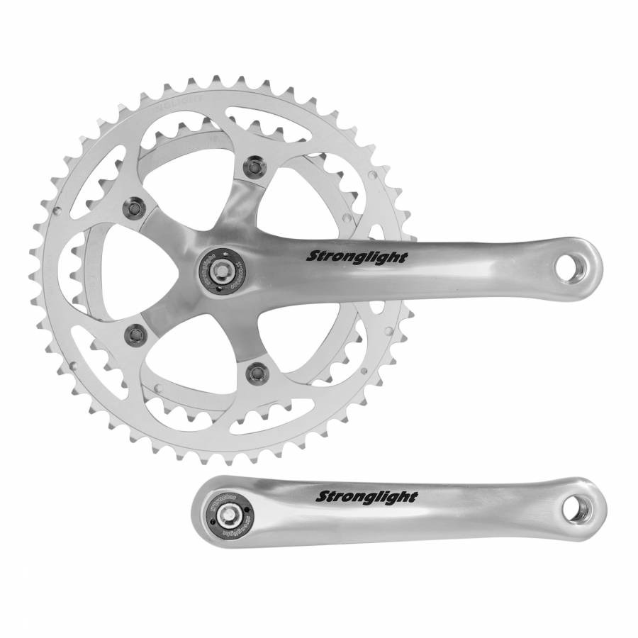 Pedaliera stradale Stronglight 9-10v. Impact argento 170mm 48-38 compatibile 8v.