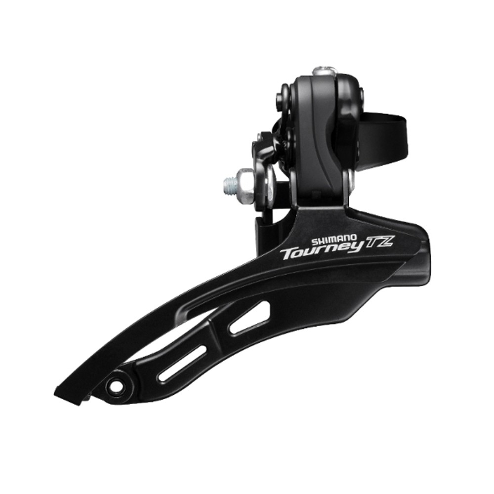 Shimano FD-TZ500 6-speed MTB front derailleur, down swing, top pull, 31.8mm, 66-