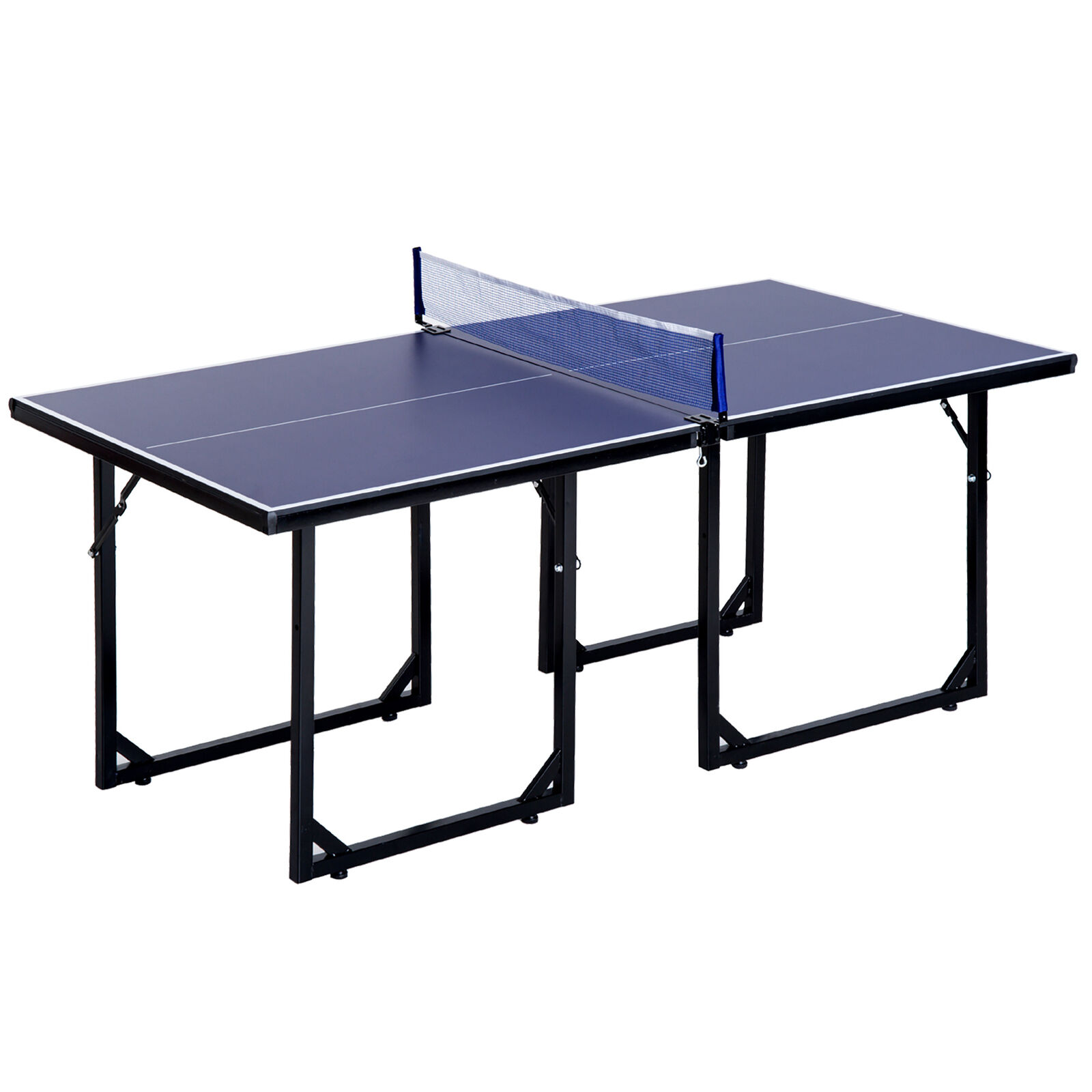 HOMCOM Tavolo da Ping Pong Pieghevole con Rete da Gioco in Acciaio e MDF Blu