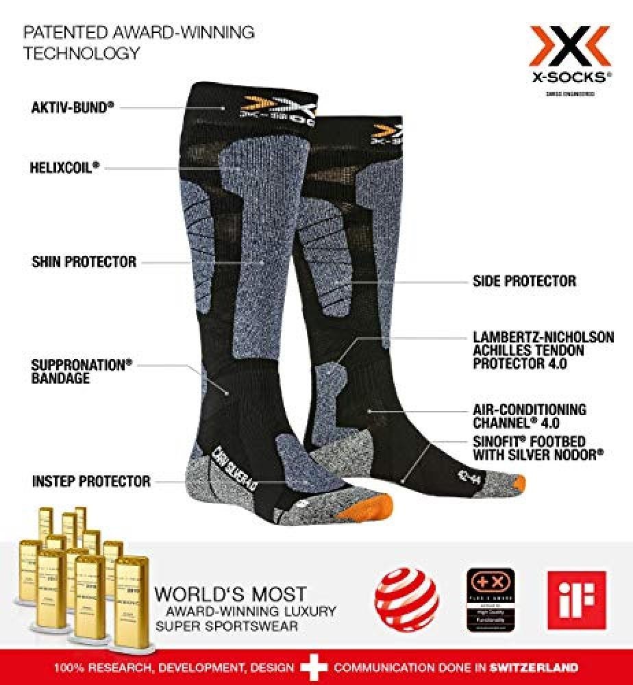 (TG. M) X-Socks Carve Silver 4.0, Calze Invernali Unisex – Adulto, Black/Blue