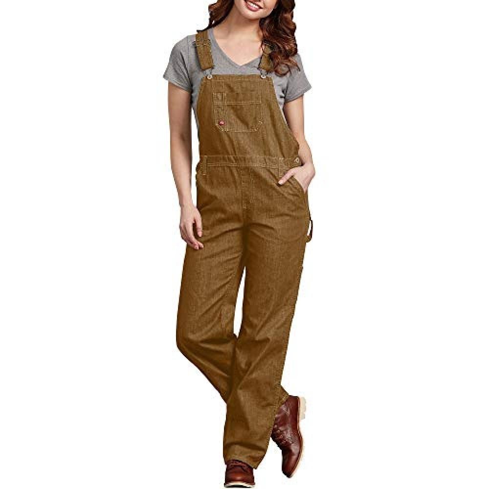 (TG. XXL) Dickies Relaxed Bib Overall, Salopette Donna, Rinsed Brown Duck, - NUO