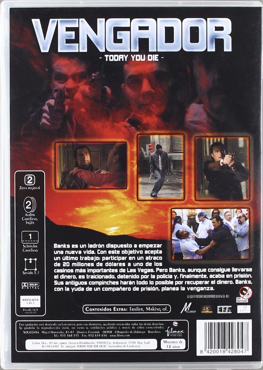 Dvd Vengador: Today You Die  [Edizione: Spagna]
