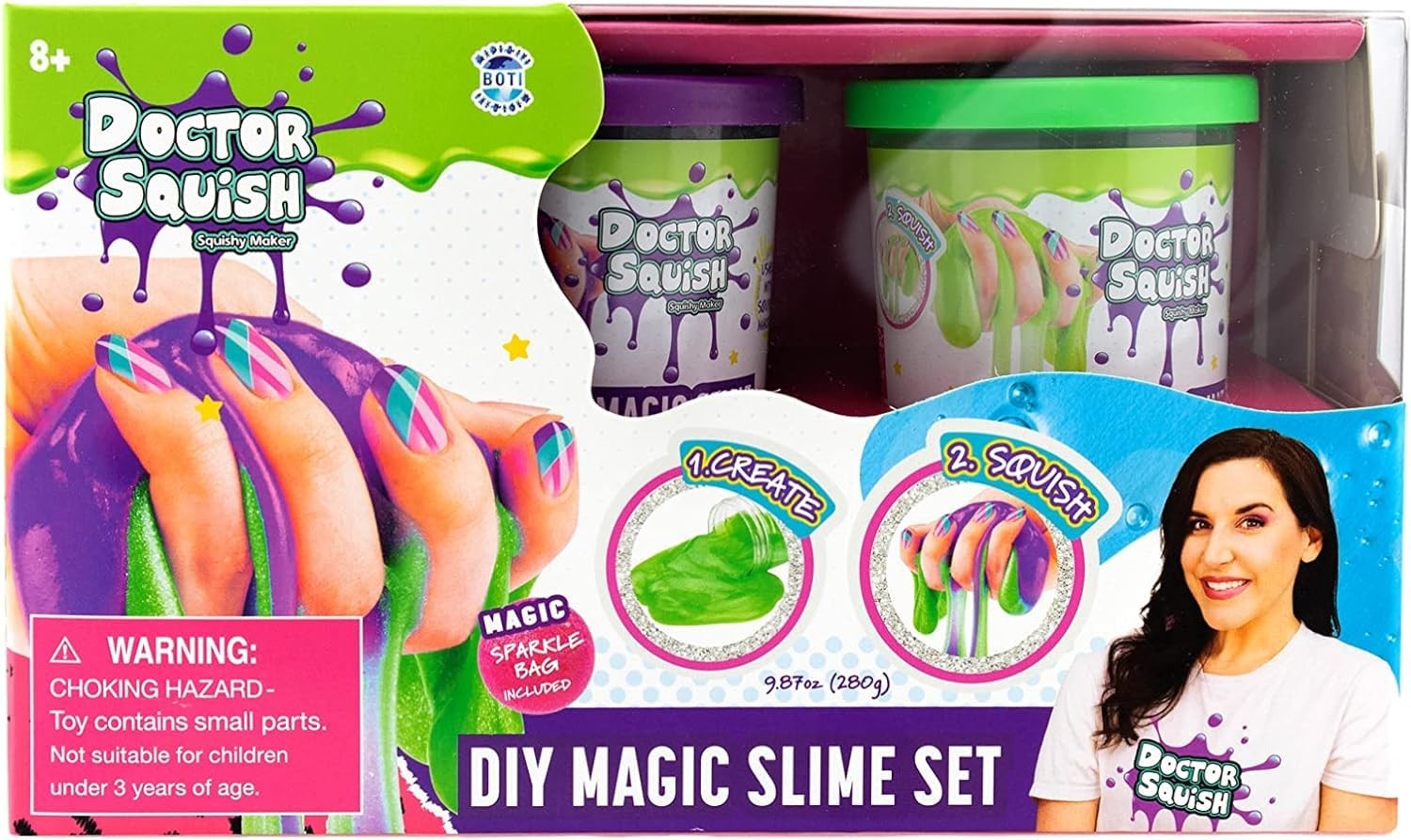 Doctor Squish - Magic Slime Double Set - Green and Purple - 280 Grams