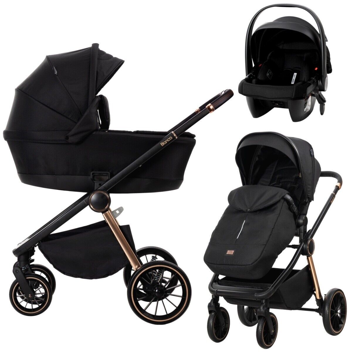 Bianca Trio Lorelli Nero con Seggiolino auto i-Size LORELLI - X54239 GIODICART