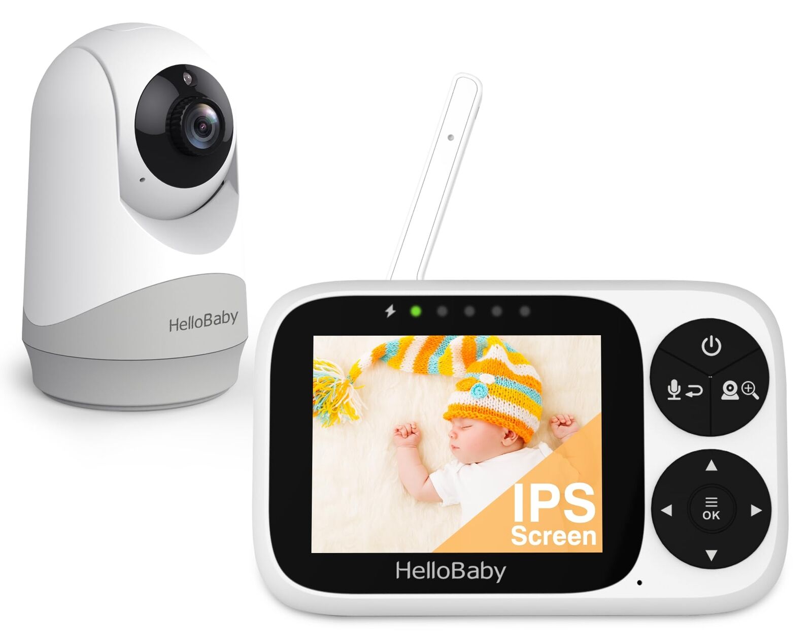 HelloBaby Baby Monitor Video e Audio telecamera bambini con monitor, Schermo IPS