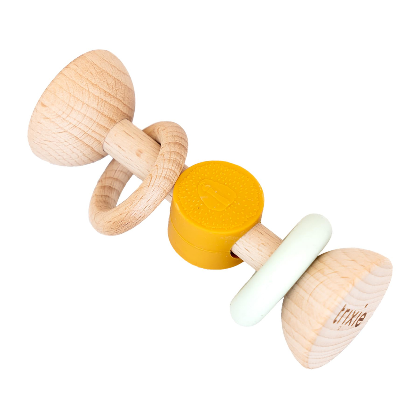 Trixie Wooden & Silicone Rattle - Mr. Lion   Baby Sensory Toy & Teether   Safe &