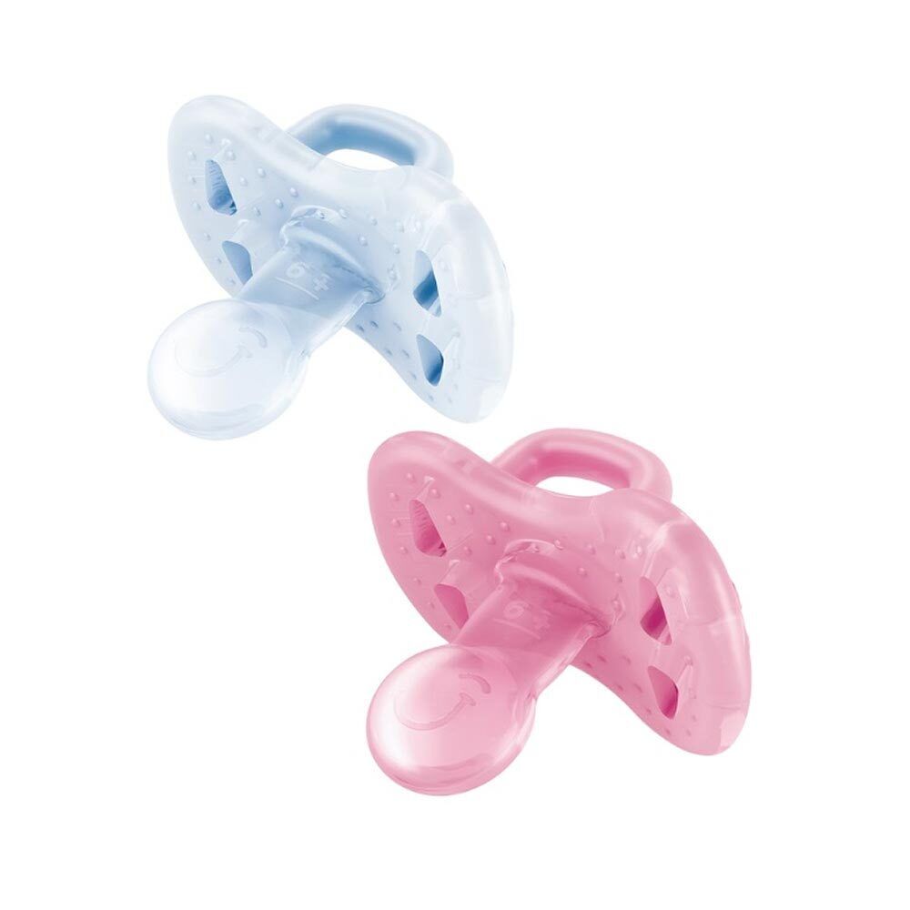 J Bimbi Joy Succhietto 100% Silicone 0-6 Mesi Trasparente e Rosa, 2 Pezzi