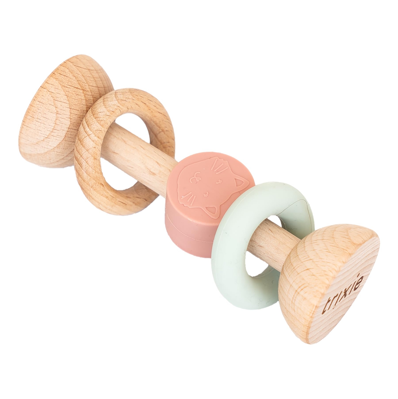 Trixie Wooden & Silicone Rattle - Mrs. Cat   Baby Sensory Toy & Teether   Safe &