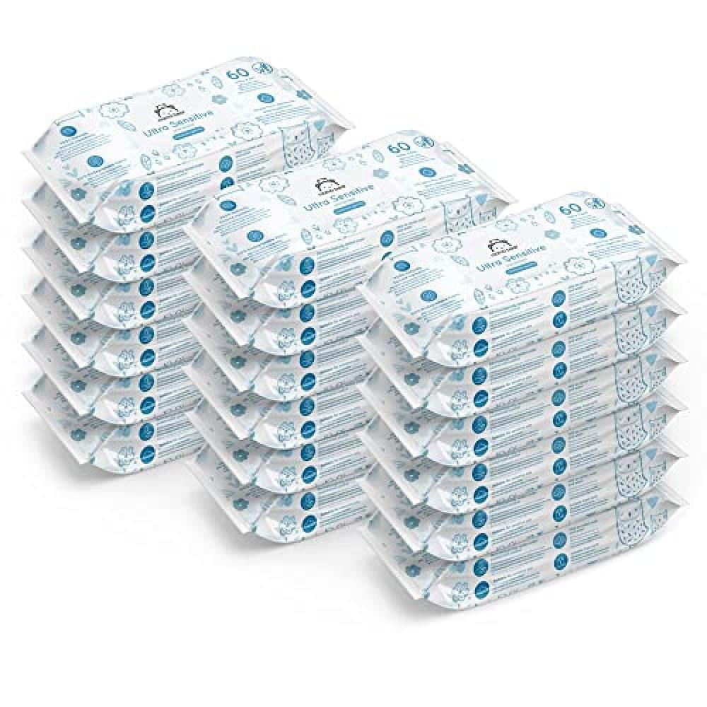 Amazon Brand - Mama Bear Ultra Sensitive Biodegradable Baby Wipes 18x60 (1080 wi
