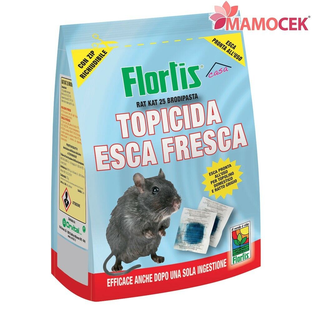 FLORTIS TOPICIDA ESCA FRESCA cattura TOPI RATTI 150 g VELENO pronto all'uso
