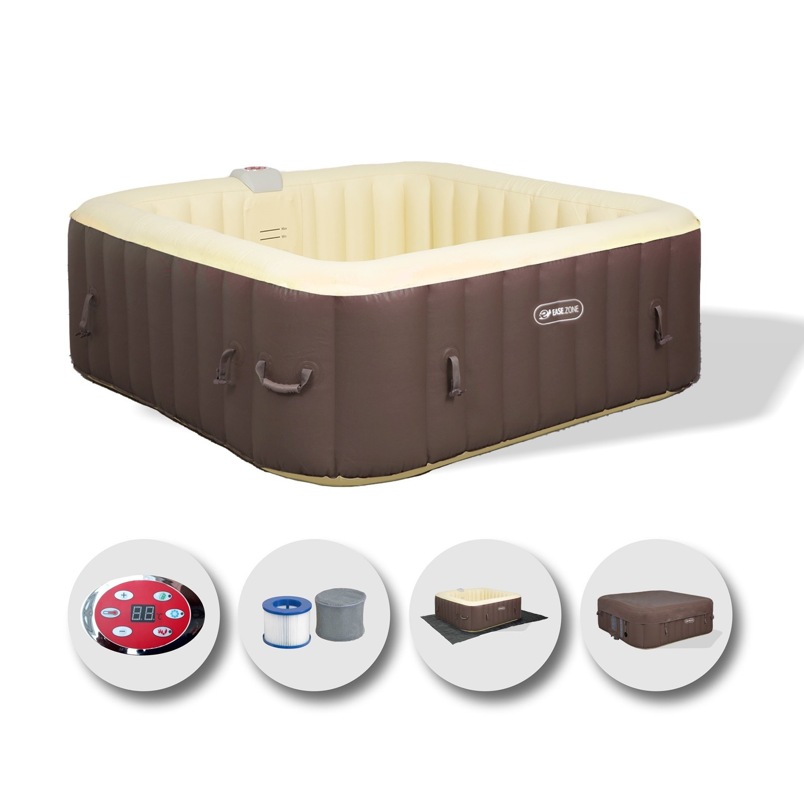Spa Idromassaggio Gonfiabile Riscaldata 4-6 Persone EASE.ZONE Vasca Quadrata da