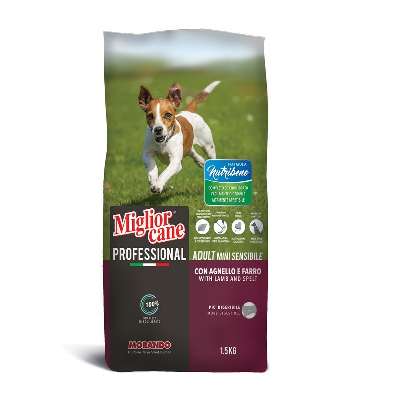 CIBO CANE MORANDO 1,5 KG ADULT MINI SENS AGN FARRO