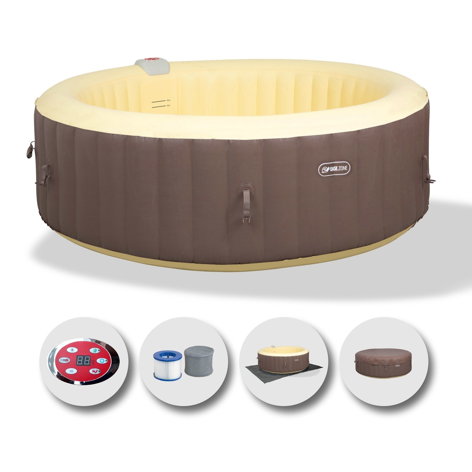 Spa Idromassaggio Gonfiabile Riscaldata 4-6 Persone EASE.ZONE Vasca Rotonda 208x