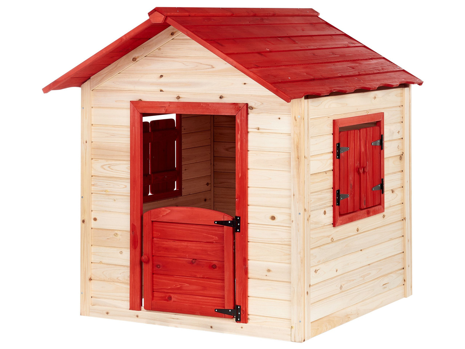 Casetta da giardino per bambini in legno Tetto rosso Luce Legno Pelopio