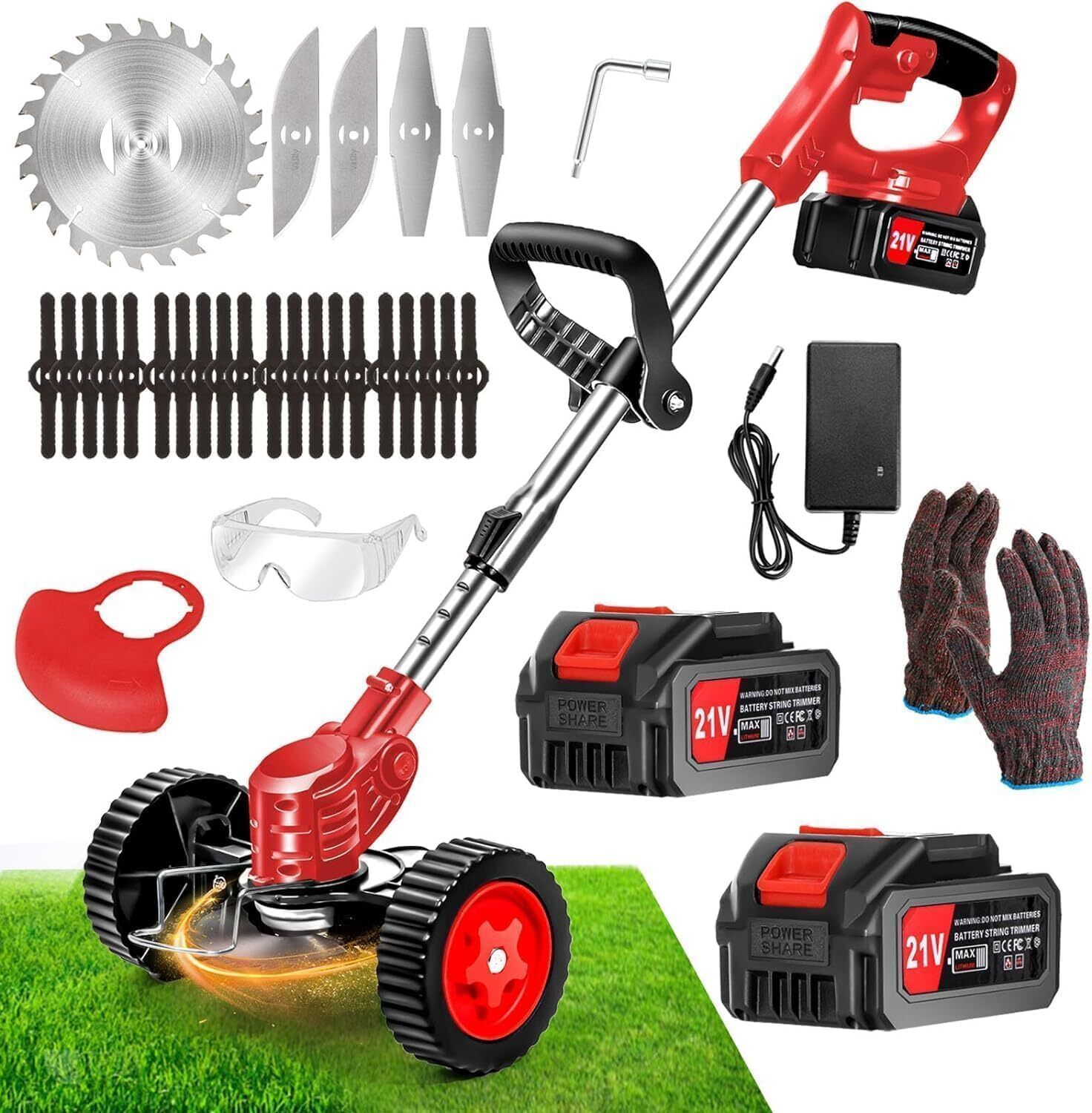 Decespugliatore a Batteria 21V Tagliabordi a Batteria, Tagliabordi Elettrico con