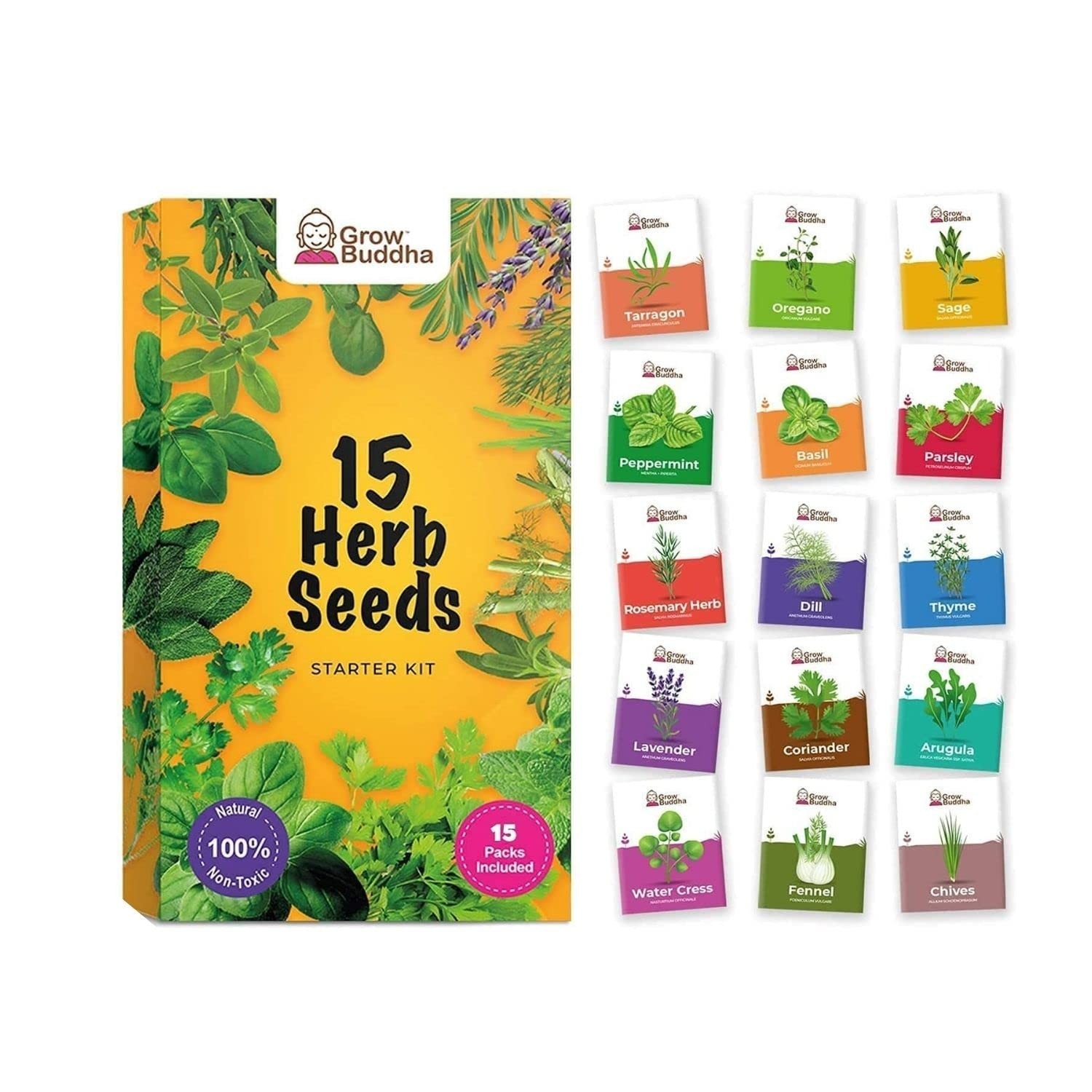 Set di semi di erbe da Grow Buddha -15 varietà di tue erbe fresche con (d3H)