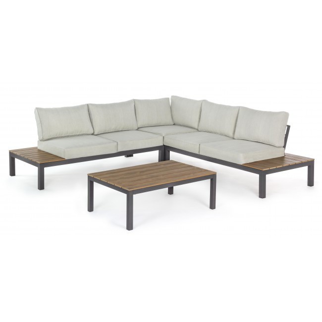 Set Salotto Ang.Elias con cuscini Antracite SJ61 Bizzotto Cod. 0662178