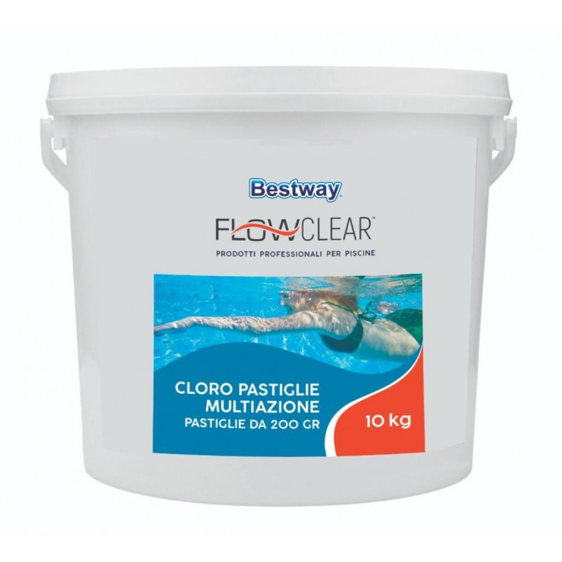 BESTWAY - 59022 - Cloro in pastiglioni multiazione da 200 gr / 10 Kg 69421389154