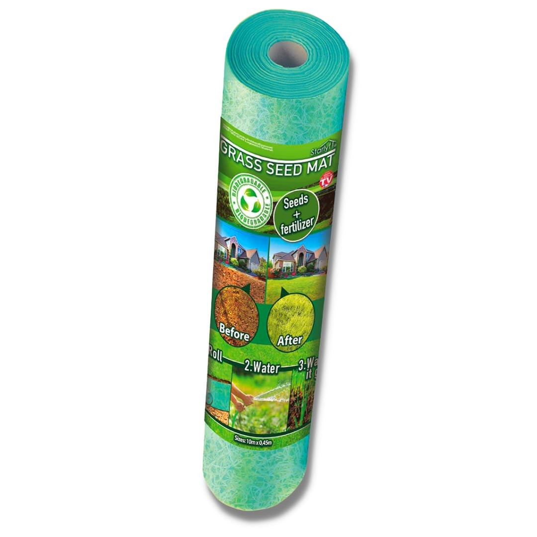 STARLYF Tappeto di semi di erba biodegradabile Grass Seed Mat, 10 metri x (m2D)