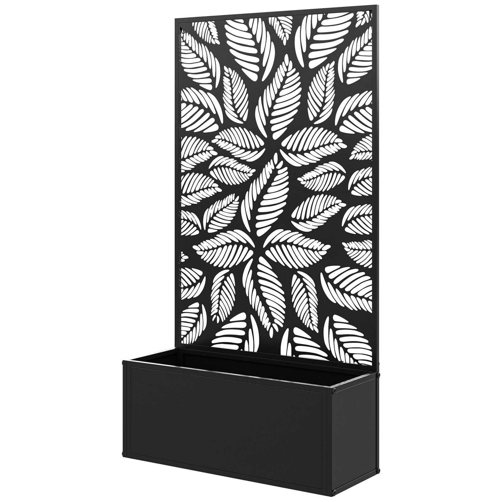 Outsunny Letto per Orto Rialzato con Traliccio Decorativo da Terra e Parete Nero