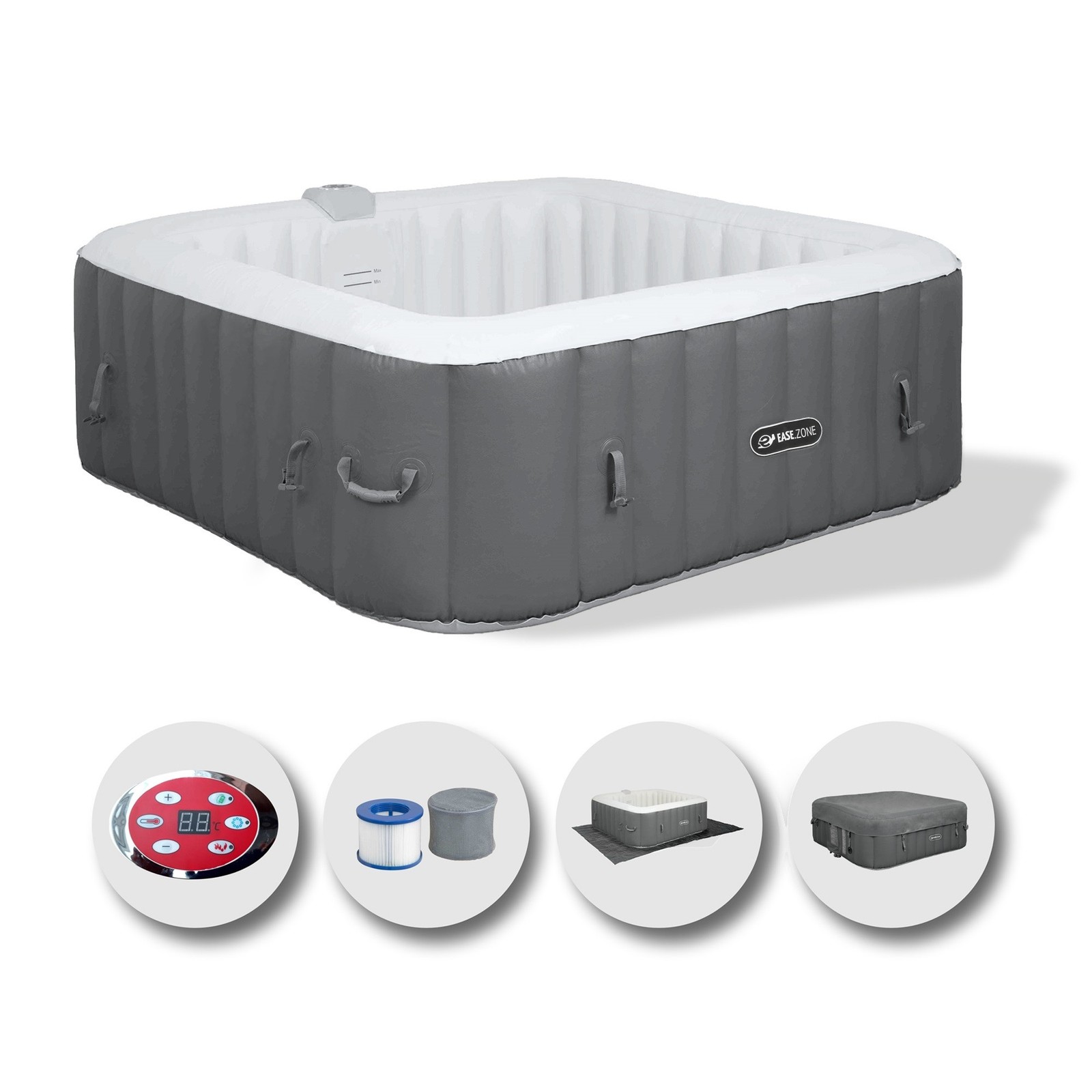 Spa Idromassaggio Gonfiabile Riscaldata 2-4 Persone EASE.ZONE Vasca Quadrata da