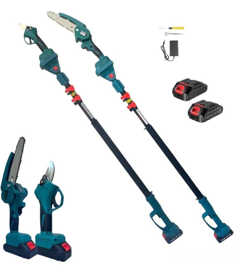 Kit Per Potatura Professionale Mini Motosega + Forbice Cesoia + Asta Telescopica