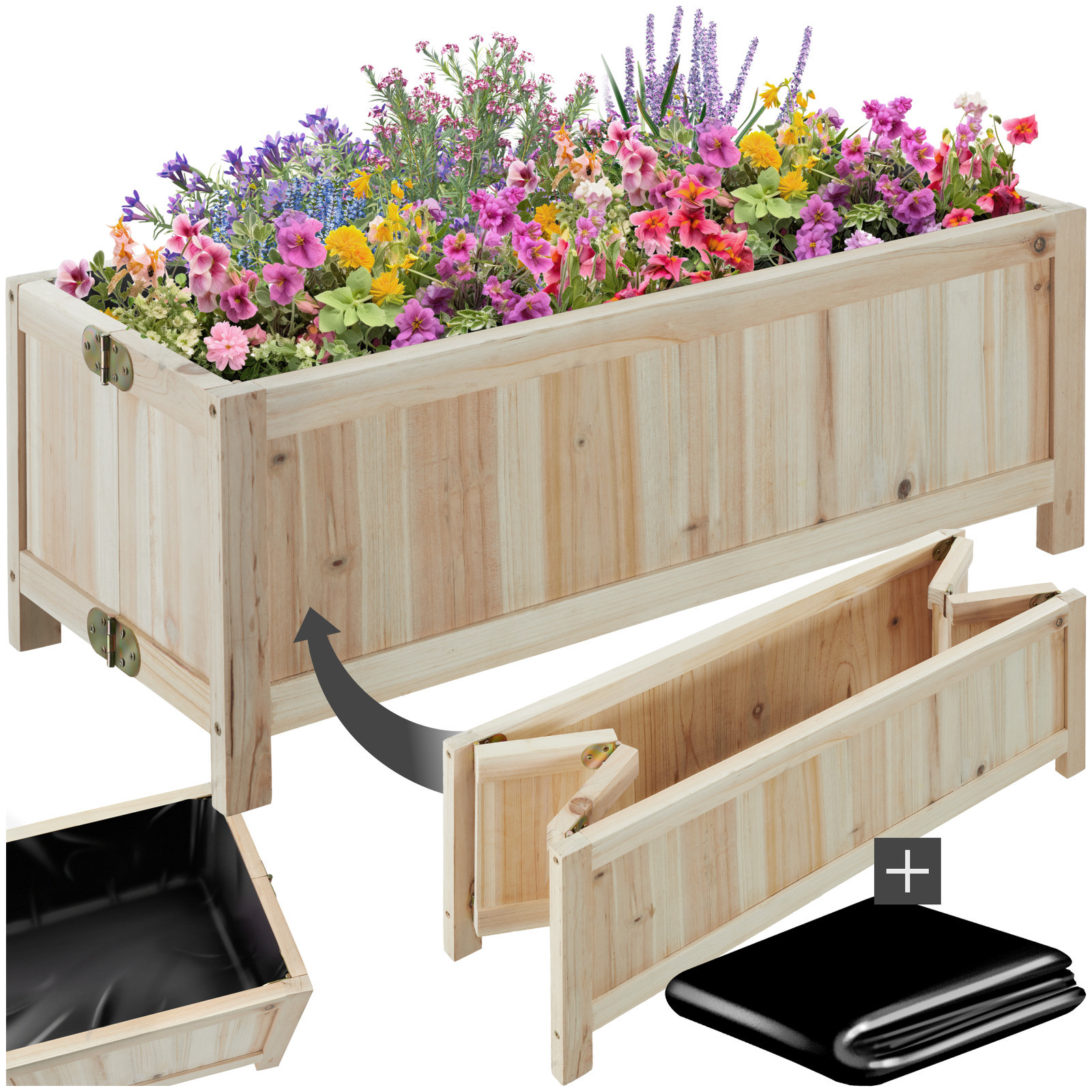 Cassone per orto rialzato pieghevole 30 L con pellicola, 70 x 30 x 25 cm auiola