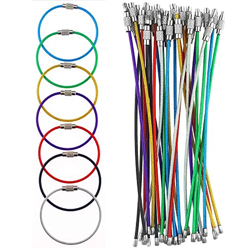 Graplan 35 Pezzi Portachiavi Filo Acciaio Colorato Portachiavi Cavo Di Acciaio Inossidabile Per Appendere Etichette Per Bagagli, Chiavi E Cartellini I