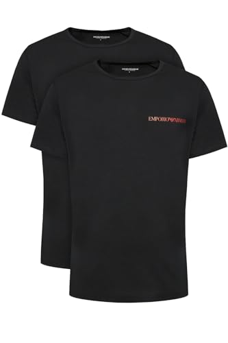Emporio Armani Core Logoband Crew Neck 2-Pack T-Shirt, Nero/Nero, M Men'S
