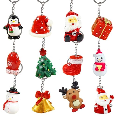 Ofkafezv 12Pz Portachiavi Natale, Pendenti Ciondoli Natalizi Resina, Mini Ornamenti, Miniature Decorazioni Albero Di Natale, Per Donna Uomo Bambini Po
