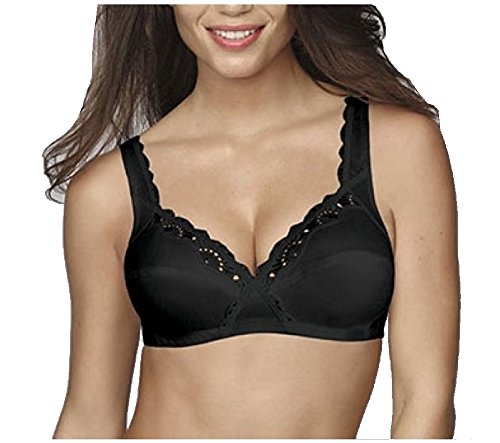 Playtex - Reggiseno Senza Ferretto In Cotone Linea Criss Cross Cotton Line, 40B, Nero