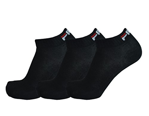 Fila 3 Paia Di Calzini Quarter Sneaker Socks Trainer Calze Unisex 35-46 - Colori Multipli: Color: Black | Size: 39-42
