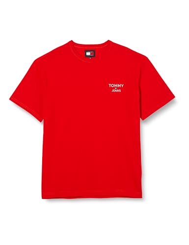 Tommy Jeans T-Shirt Maniche Corte Uomo Scollo Rotondo, Rosso (Deep Crimson), M