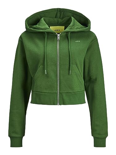 Jack & Jones Jxabbie Reg Ls Every Zip Hood Swt Noos, Felpa Con Cappuccio, Formal Garden/Print:Medium Green Jjxx Logo, M Donna
